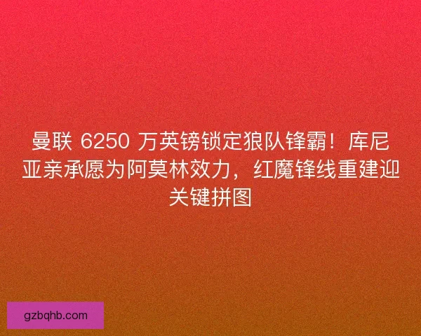 曼联 6250 万英镑锁定狼队锋霸！库尼亚亲承愿为阿莫林效力，红魔锋线重建迎关键拼图
